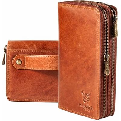 MATADOR Madrid Damesportemonnee van leer met elegante geschenkverpakking, damesportemonnee van leer met RFID-bescherming, luxe portemonnee van leer voor dames, Konjak bruin, Modern MATADOR Madrid Damesportemonnee van leer met elegante geschenkverpakking, damesportemonnee van leer met RFID-bescherming, luxe portemonnee van leer voor dames, Konjak bruin, Modern