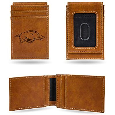 Rico Industries Laser Engraved Front Pocket Wallet, Arkansas Razorbacks Brown Rico Industries Laser Engraved Front Pocket Wallet, Arkansas Razorbacks Brown