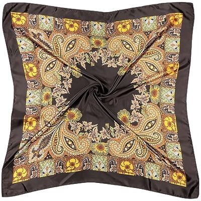 DRESHOW Grote vierkante sjaals voor dames, satijn, haaraccessoires, zijde, klassieke patronen, strandbandana's Eén maat DRESHOW Grote vierkante sjaals voor dames, satijn, haaraccessoires, zijde, klassieke patronen, strandbandana's Eén maat