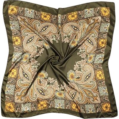 DRESHOW Grote vierkante sjaals voor dames, satijn, haaraccessoires, zijde, klassieke patronen, strandbandana's Eén maat DRESHOW Grote vierkante sjaals voor dames, satijn, haaraccessoires, zijde, klassieke patronen, strandbandana's Eén maat