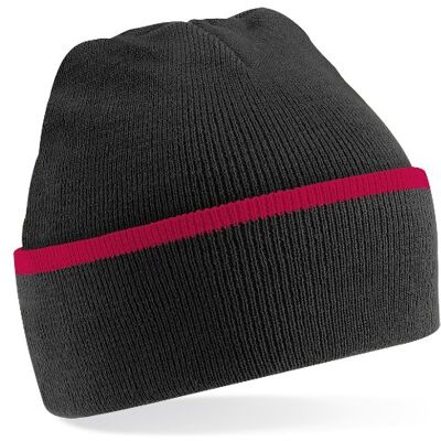 Beechfield B471 Teamwear Unisex Beanie Black Bright Royal, One Size Beechfield B471 Teamwear Unisex Beanie Black Bright Royal, One Size