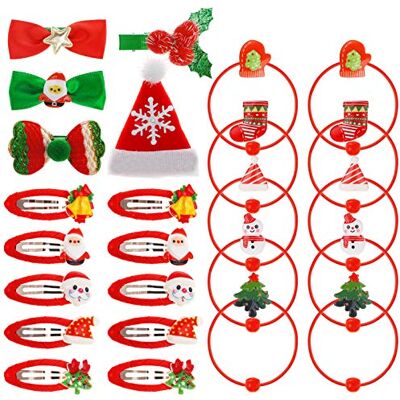 Kiiwah 25 stuks kersthaaraccessoires voor meisjes, haarclips, haarbanden, kerstspeldjes voor kinderen en volwassenen Kiiwah 25 stuks kersthaaraccessoires voor meisjes, haarclips, haarbanden, kerstspeldjes voor kinderen en volwassenen