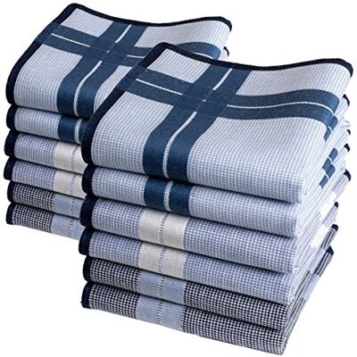 Merrysquare Stoffen zakdoeken voor heren groot formaat 40 cm x 40 cm 12 stuks 100% katoen model HAMILTON L Merrysquare Stoffen zakdoeken voor heren groot formaat 40 cm x 40 cm 12 stuks 100% katoen model HAMILTON L