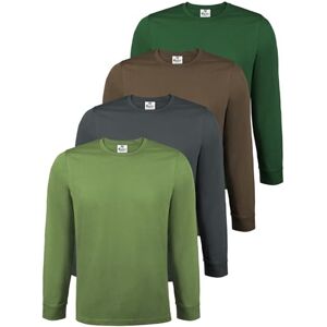 ALPIDEX T-shirt voor heren, lange mouwen, 4 stuks, basic, effen, katoen, stretch, ronde hals, Bos, L L ALPIDEX T-shirt voor heren, lange mouwen, 4 stuks, basic, effen, katoen, stretch, ronde hals, Bos, L L