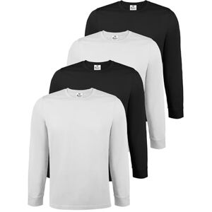 ALPIDEX T-shirt voor heren, lange mouwen, 4 stuks, 100% katoen, basic, effen, katoen, stretch, ronde hals, Zwart/Wit, 4XL 4XL ALPIDEX T-shirt voor heren, lange mouwen, 4 stuks, 100% katoen, basic, effen, katoen, stretch, ronde hals, Zwart/Wit, 4XL 4XL