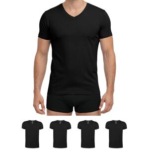 ALPIDEX Set van 4 T-shirts voor heren, tanktop met korte mouwen, V-hals, business onderhemd, zwart., 4XL 4XL ALPIDEX Set van 4 T-shirts voor heren, tanktop met korte mouwen, V-hals, business onderhemd, zwart., 4XL 4XL