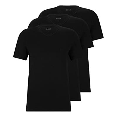 Boss Hugo SS VN T-shirt voor heren, katoen, V-hals, effen, zwart, XXL XXL Boss Hugo SS VN T-shirt voor heren, katoen, V-hals, effen, zwart, XXL XXL