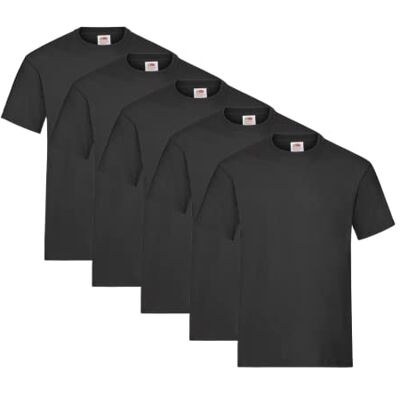 Fruit of the Loom Heavy Katoenen T-shirt heren (5 stuks), zwart. XL Fruit of the Loom Heavy Katoenen T-shirt heren (5 stuks), zwart. XL