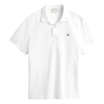 Gant Reg Shield Ss Pique Poloshirt voor heren, Wit. 4XL Gant Reg Shield Ss Pique Poloshirt voor heren, Wit. 4XL