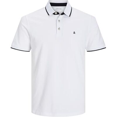 Jack & Jones Jjepaulos SS Noos Polo voor heren, Wit Zwart L Jack & Jones Jjepaulos SS Noos Polo voor heren, Wit Zwart L