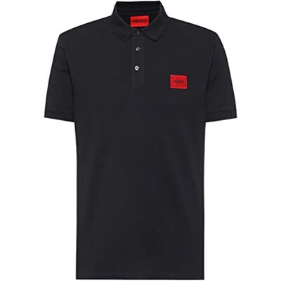 HUGO Dereso222 Poloshirt voor heren, slim fit, katoen, piqué met rood logo, Black001, XL XL HUGO Dereso222 Poloshirt voor heren, slim fit, katoen, piqué met rood logo, Black001, XL XL