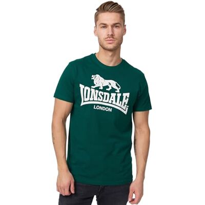 Lonsdale Logo T-shirt voor heren, Fles Groen, L L Lonsdale Logo T-shirt voor heren, Fles Groen, L L
