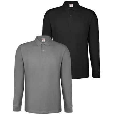 ALPIDEX Poloshirt voor heren, lange mouwen, 2 stuks, 100% katoen, klassiek 240 g/m², rechte pasvorm, Oeko-Tex, ademend, kraag, knopen, manchetten, werk, casual, effen, S-5XL 4XL ALPIDEX Poloshirt voor heren, lange mouwen, 2 stuks, 100% katoen, klassiek 240 g/m², rechte pasvorm, Oeko-Tex, ademend, kraag, knopen, manchetten, werk, casual, effen, S-5XL 4XL
