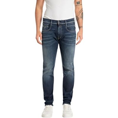 Replay Anbass Hyperflex Dust Jeans voor heren, Donkerblauw 007 34W / 34L Replay Anbass Hyperflex Dust Jeans voor heren, Donkerblauw 007 34W / 34L