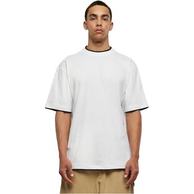 Urban Classics TB029A Contrast T-shirt voor heren, Wit (Wht/Blk 224), 5XL 5XL Urban Classics TB029A Contrast T-shirt voor heren, Wit (Wht/Blk 224), 5XL 5XL