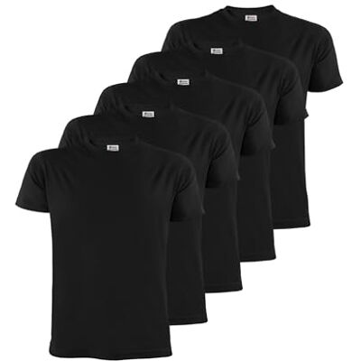 ALPIDEX T-shirts voor heren, 5 stuks, zwart, effen, ronde hals, maat S, M, L, XL, XXL, 3XL, 4XL, 5XL, zwart. M ALPIDEX T-shirts voor heren, 5 stuks, zwart, effen, ronde hals, maat S, M, L, XL, XXL, 3XL, 4XL, 5XL, zwart. M