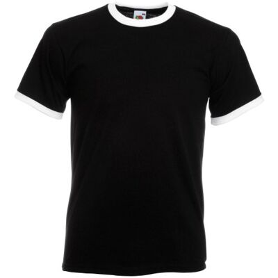 Fruit of the Loom Valueweight T-shirt V-hals S M L XL XXL, Zwart/Wit L Fruit of the Loom Valueweight T-shirt V-hals S M L XL XXL, Zwart/Wit L