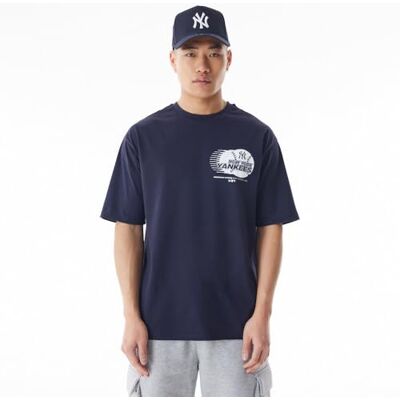 New Era Baseball Oversized T-shirt New York Yankees Navy Wit T-shirt Uniseks New Era Baseball Oversized T-shirt New York Yankees Navy Wit T-shirt Uniseks