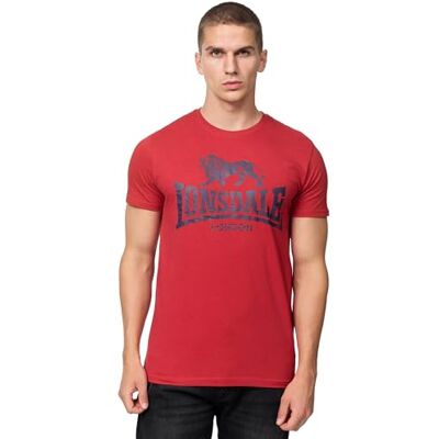 Lonsdale Silverhill T-shirt voor heren, regular fit, donkerrood/marineblauw Lonsdale Silverhill T-shirt voor heren, regular fit, donkerrood/marineblauw