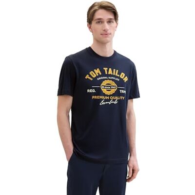 TOM TAILOR heren T-shirt met logo print gemaakt van katoen S TOM TAILOR heren T-shirt met logo print gemaakt van katoen S