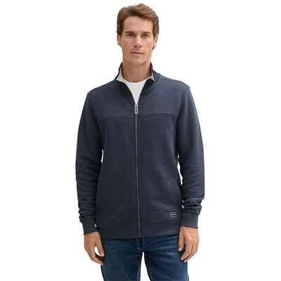 TOM TAILOR heren sweater Colorblock Zip, 19024 Sky Captain Blauw Wit Melange, L L TOM TAILOR heren sweater Colorblock Zip, 19024 Sky Captain Blauw Wit Melange, L L