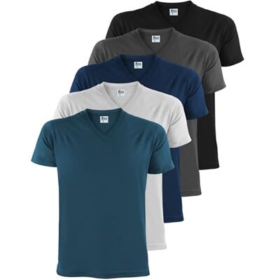 ALPIDEX Heren T-Shirts Set van 5 V-hals 100% Katoen Effen Basic Heren T-shirt Korte Mouwen S M L XL XXL 3XL 4XL 5XL, Maat: S, Kleur: Water S ALPIDEX Heren T-Shirts Set van 5 V-hals 100% Katoen Effen Basic Heren T-shirt Korte Mouwen S M L XL XXL 3XL 4XL 5XL, Maat: S, Kleur: Water S