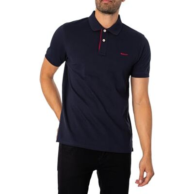 Gant Reg Contrast Pique Ss Rugger Poloshirt met contrasterend logo voor heren, Nachtblauw., 3XL 3XL Gant Reg Contrast Pique Ss Rugger Poloshirt met contrasterend logo voor heren, Nachtblauw., 3XL 3XL