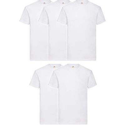 Fruit of the Loom Zwaar T-shirt voor heren (5 stuks), Wit, 5XL 5XL Fruit of the Loom Zwaar T-shirt voor heren (5 stuks), Wit, 5XL 5XL