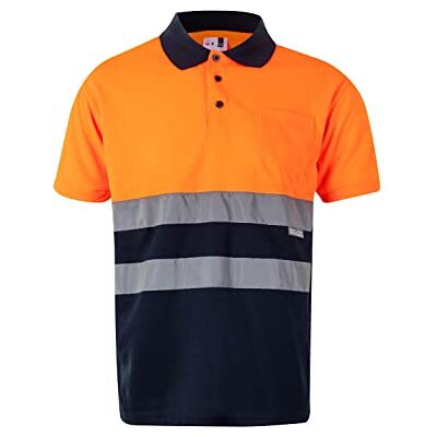 VELILLA 173; Tweekleurig poloshirt met korte mouwen AV, kleur marineblauw en neonoranje, maat M, marineblauw en neonoranje, M M VELILLA 173; Tweekleurig poloshirt met korte mouwen AV, kleur marineblauw en neonoranje, maat M, marineblauw en neonoranje, M M