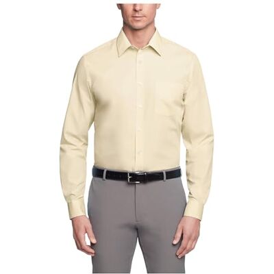 Van Heusen Poplin Regular Fit Solid Point Collar Dress Shirt Herenhemd, Citroenglazuur 17 Neck / 34-35 Sleeve Van Heusen Poplin Regular Fit Solid Point Collar Dress Shirt Herenhemd, Citroenglazuur 17 Neck / 34-35 Sleeve