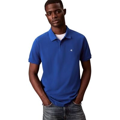 Calvin Klein Ss Monogram Pique Polo Lv040em269 Poloshirt S/S Heren, Blauw (Chase Blue), XS XS Calvin Klein Ss Monogram Pique Polo Lv040em269 Poloshirt S/S Heren, Blauw (Chase Blue), XS XS
