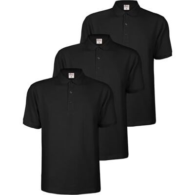 ALPIDEX Set van 3 poloshirts voor heren, 100% katoen, korte mouwen, T-shirt, klassiek, casual, effen, S, M, L, XL, XXL, 3XL, 4XL, 5XL, zwart., 5XL 5XL ALPIDEX Set van 3 poloshirts voor heren, 100% katoen, korte mouwen, T-shirt, klassiek, casual, effen, S, M, L, XL, XXL, 3XL, 4XL, 5XL, zwart., 5XL 5XL