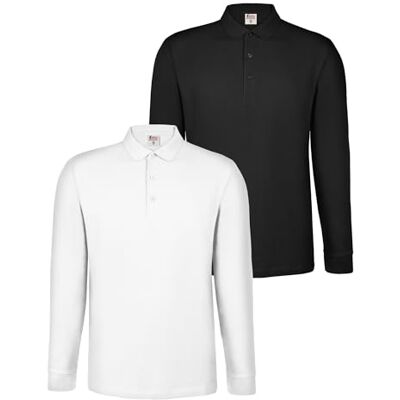 ALPIDEX Poloshirt voor heren, lange mouwen, 2 stuks, 100% katoen, klassiek 240 g/m², rechte pasvorm, Oeko-Tex, ademend, kraag, knopen, manchetten, werk, casual, effen, S-5XL XL ALPIDEX Poloshirt voor heren, lange mouwen, 2 stuks, 100% katoen, klassiek 240 g/m², rechte pasvorm, Oeko-Tex, ademend, kraag, knopen, manchetten, werk, casual, effen, S-5XL XL