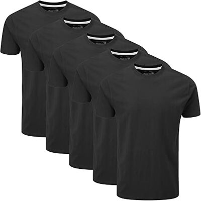 Wilson Set van 5 effen T-shirts met ronde hals, Zwart 3XL Wilson Set van 5 effen T-shirts met ronde hals, Zwart 3XL