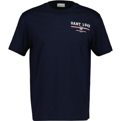Gant Graphic Ss T-shirt voor heren, Nachtblauw., L L Gant Graphic Ss T-shirt voor heren, Nachtblauw., L L