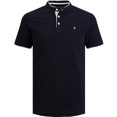 Jack & Jones JJEPAULOS Mao Polo SS Noos 12199711 heren poloshirt, donkerblauw, L L Jack & Jones JJEPAULOS Mao Polo SS Noos 12199711 heren poloshirt, donkerblauw, L L