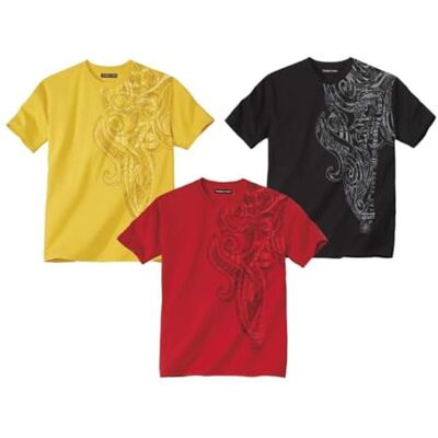 ATLAS FOR MEN 3 stuks heren t-shirts, ronde hals, korte mouwen, grafische print, T-shirt van katoen, wit, antraciet en oranje. Verkrijgbaar in de maten M tot 5XL 4XL ATLAS FOR MEN 3 stuks heren t-shirts, ronde hals, korte mouwen, grafische print, T-shirt van katoen, wit, antraciet en oranje. Verkrijgbaar in de maten M tot 5XL 4XL