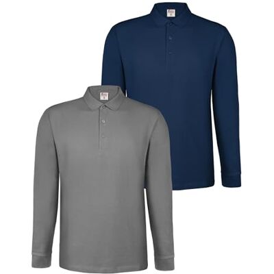 ALPIDEX Poloshirt voor heren, lange mouwen, 2 stuks, 100% katoen, klassiek 240 g/m², rechte pasvorm, Oeko-Tex, ademend, kraag, knopen, manchetten, werk, casual, effen, S-5XL 4XL ALPIDEX Poloshirt voor heren, lange mouwen, 2 stuks, 100% katoen, klassiek 240 g/m², rechte pasvorm, Oeko-Tex, ademend, kraag, knopen, manchetten, werk, casual, effen, S-5XL 4XL