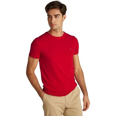 Tommy Hilfiger Stretch Slim Fit Tee Mw0mw10800 T-shirt S/S heren, Rood (Medium Red) S Tommy Hilfiger Stretch Slim Fit Tee Mw0mw10800 T-shirt S/S heren, Rood (Medium Red) S