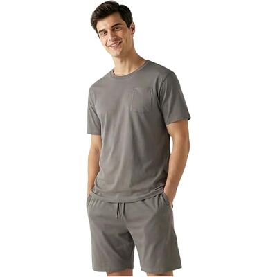 Get Trend Pyjama voor heren en jongeren, maat M tot 5XL, van zacht katoen, met T-shirt en shorts, lichte zomernachtkleding, cadeaus voor mannen L Get Trend Pyjama voor heren en jongeren, maat M tot 5XL, van zacht katoen, met T-shirt en shorts, lichte zomernachtkleding, cadeaus voor mannen L