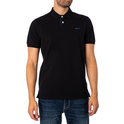 Gant Reg Contrast Pique Ss Rugger Rugger Korte Mouw Contrasterende Piqué Regular Man, zwart. 3XL Gant Reg Contrast Pique Ss Rugger Rugger Korte Mouw Contrasterende Piqué Regular Man, zwart. 3XL
