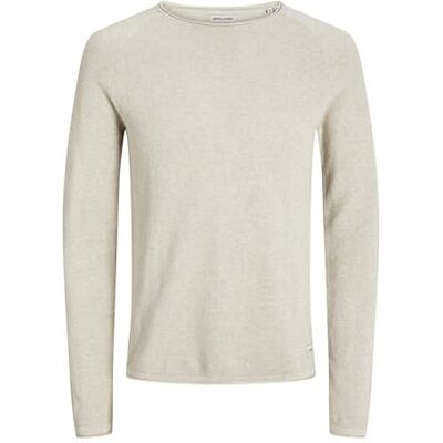 Jack & Jones Jjehill Gebreide trui met ronde hals voor heren, Beige L Jack & Jones Jjehill Gebreide trui met ronde hals voor heren, Beige L