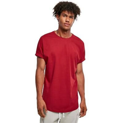Urban Classics Long Shaped Turnup Tee heren T-Shirt, rood (brick red), L L Urban Classics Long Shaped Turnup Tee heren T-Shirt, rood (brick red), L L
