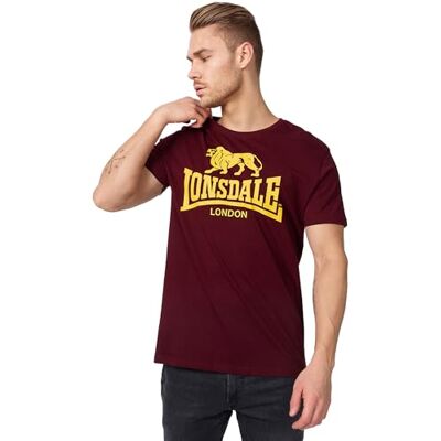Lonsdale London shirt met bandjes voor heren met logo, Vintage Oxblood 4XL Lonsdale London shirt met bandjes voor heren met logo, Vintage Oxblood 4XL