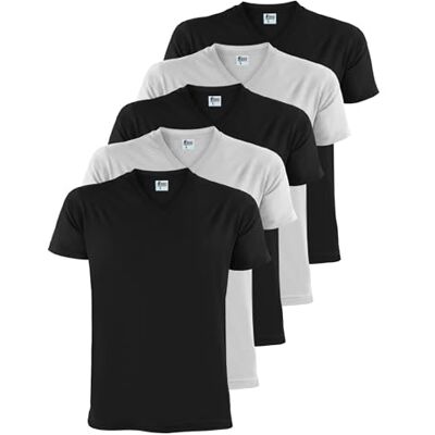 ALPIDEX Heren T-Shirts Set van 5 V-hals 100% Katoen Effen Basic Heren T-shirt Korte Mouwen S M L XL XXL 3XL 4XL 5XL, Maat: S, Kleur: Zwart/Wit S ALPIDEX Heren T-Shirts Set van 5 V-hals 100% Katoen Effen Basic Heren T-shirt Korte Mouwen S M L XL XXL 3XL 4XL 5XL, Maat: S, Kleur: Zwart/Wit S