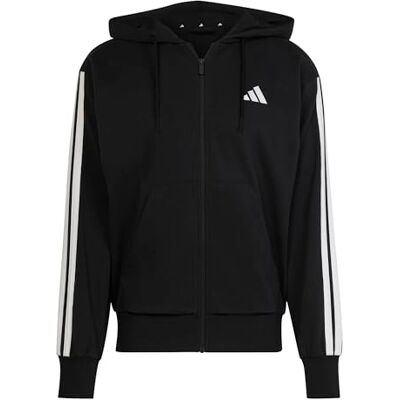 Adidas Essential 3-strepen badstof hoodie met ritssluiting voor heren Adidas Essential 3-strepen badstof hoodie met ritssluiting voor heren