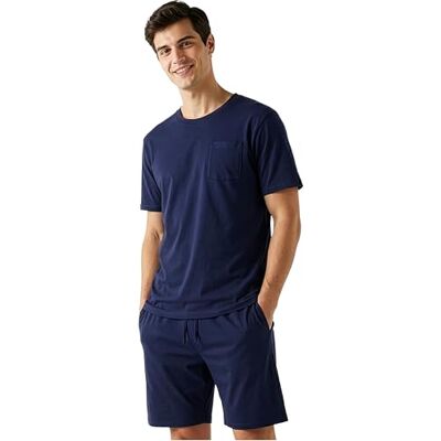Get Trend Pyjama voor heren en jongeren, maat M tot 5XL, van zacht katoen, met T-shirt en shorts, lichte zomernachtkleding, cadeaus voor mannen XL Get Trend Pyjama voor heren en jongeren, maat M tot 5XL, van zacht katoen, met T-shirt en shorts, lichte zomernachtkleding, cadeaus voor mannen XL