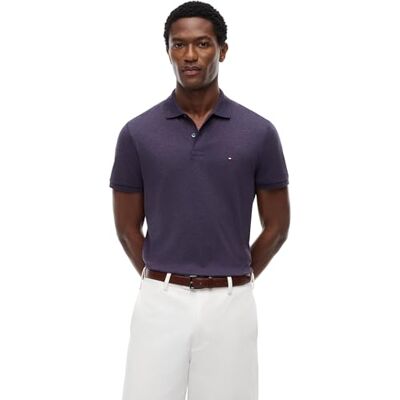 Tommy Hilfiger Liquid Cotton Reg Seasonal Polo Mw0mw39994 Poloshirt S/S heren, Paars (Mulberry Haze Heather), S S Tommy Hilfiger Liquid Cotton Reg Seasonal Polo Mw0mw39994 Poloshirt S/S heren, Paars (Mulberry Haze Heather), S S