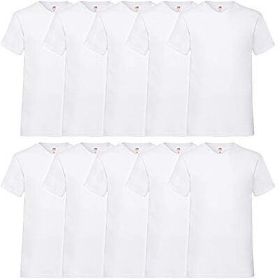 Fruit of the Loom Heren T-Shirt V-Neck Valueweight, Wit, 5XL 5XL Fruit of the Loom Heren T-Shirt V-Neck Valueweight, Wit, 5XL 5XL