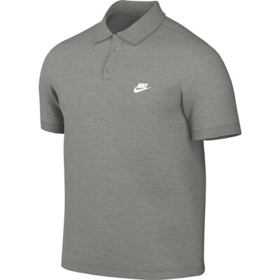 Nike Heren Short Sleeve Polo M Nk Club Ss Polo Pique, Dk Grey Heather/Wit, FN3894-063, S Nike Heren Short Sleeve Polo M Nk Club Ss Polo Pique, Dk Grey Heather/Wit, FN3894-063, S